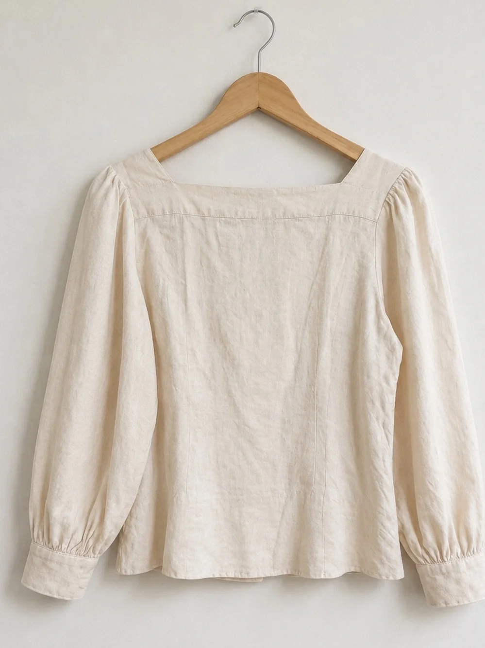 J. Crew 100% Linen Button Front Puff Sleeve Blouse Top Ivory Medium